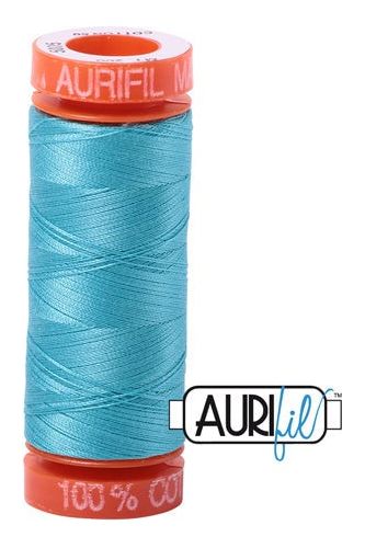 Aurifil Mako 50wt Cotton 200 m 220 yd. spool - 5005 Bright Turquoise