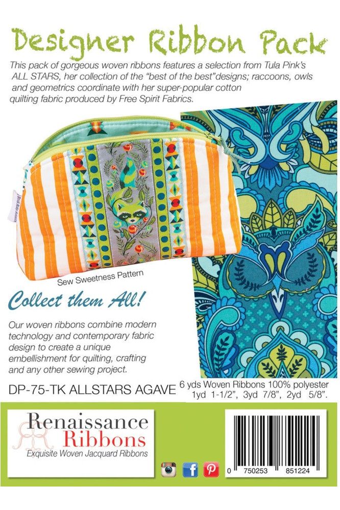 Tula Pink, All-Stars Agave Pack, Renaissance Ribbons