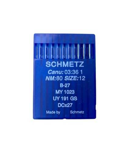 Aiguilles pour machines industrielles à pointe régulière Schmetz - B27, MY 1023, UY 191 GS, DCx27 - 10/paquet 