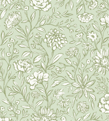 Flower House-Flower Mill- Light Sage (Sold By 1/2 Meter)