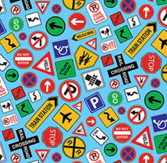 Northcott Fabrics - All Around Town Traffic Signs* (Sold By 1/2 Meter)