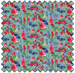 Sweet Summer Berry Blossoms-BLUE (Sold By 1/2 Meter)