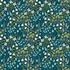 Whimsy-Teal, Green, White Foliage (Sold By 1/2 Meter)