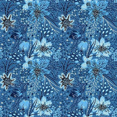 Whimsy - Blue Florals (Sold By 1/2 Meter)