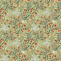 Whimsy - Poppies Green Yardage (Sold By 1/2 Meter)