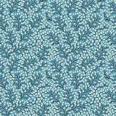 Whimsy-Teal Foliage (Sold By 1/2 Meter)