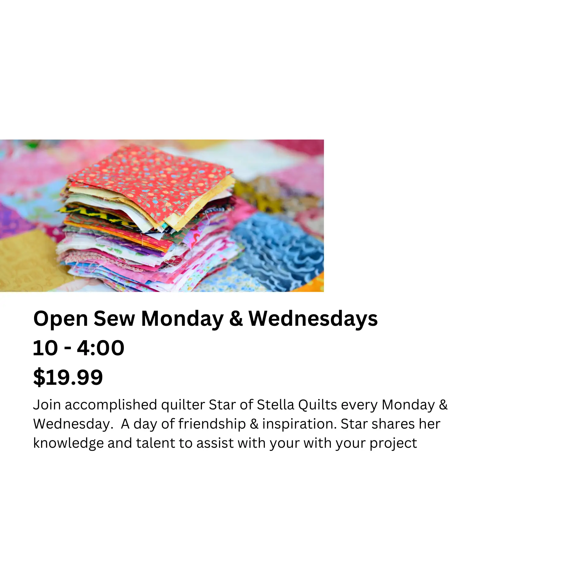 Class - Open Sew Mondays with Star - Class Ticket