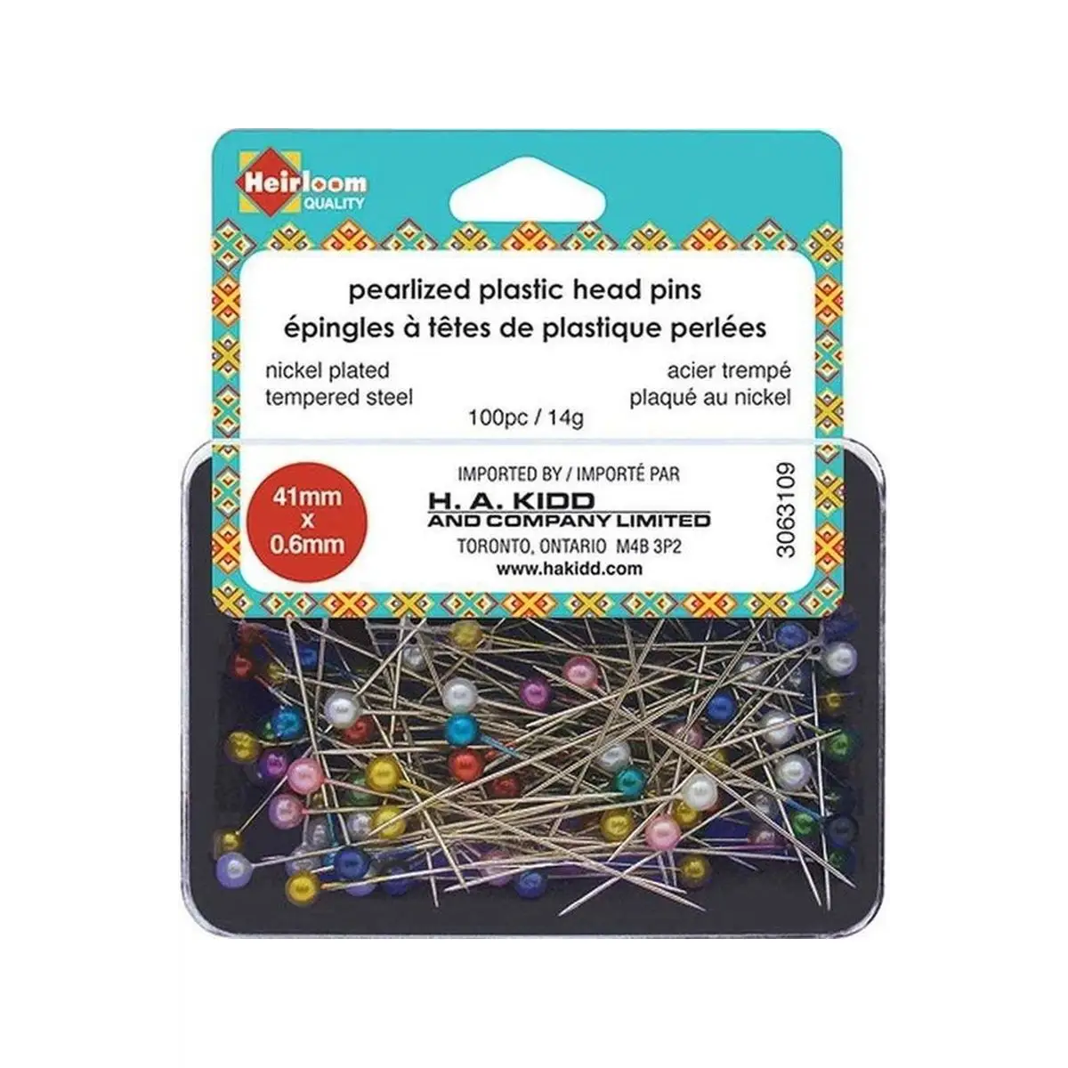 HEIRLOOM Extra Long Pearlized Plastic Head Pins - Assorted Colours - 41mm 15?8?
