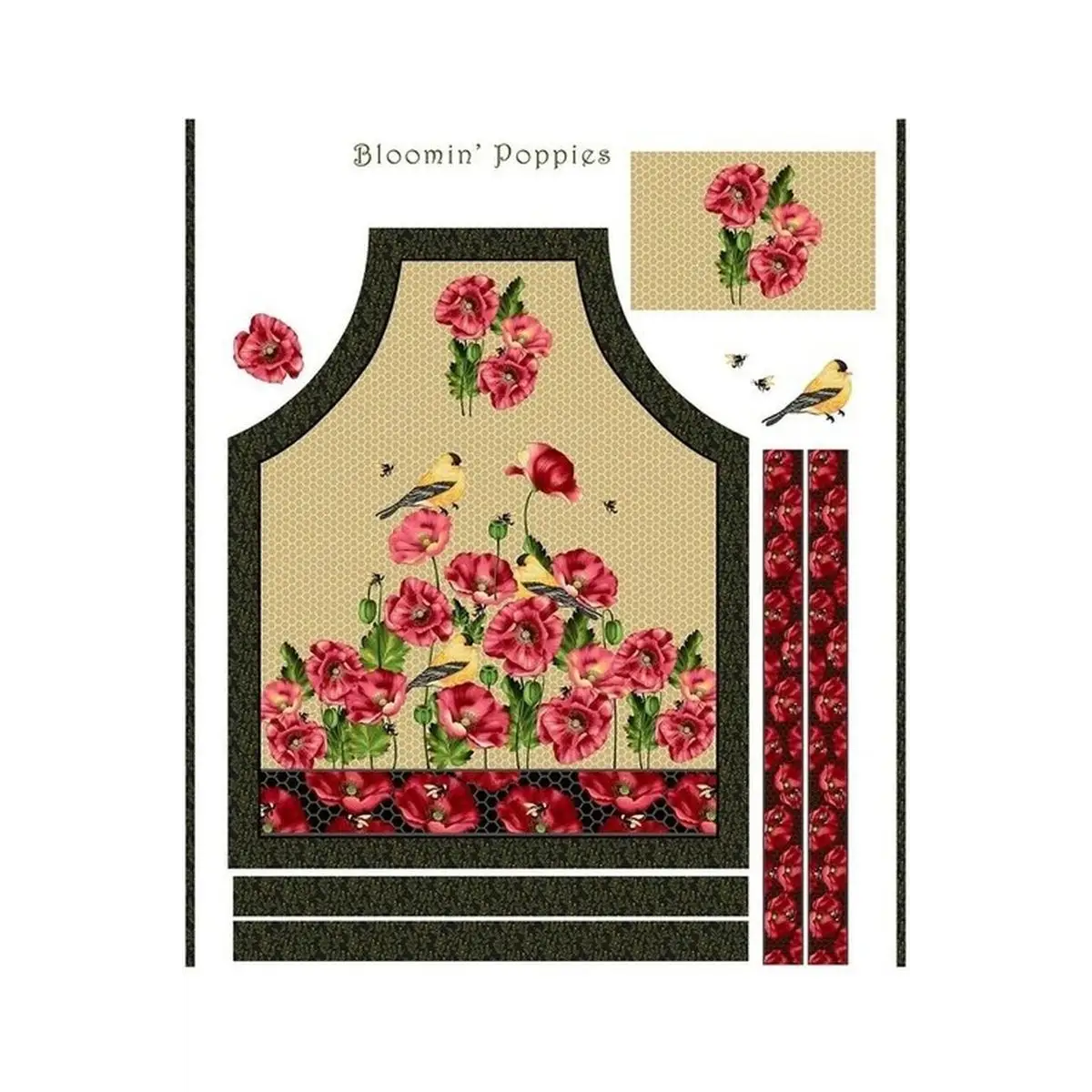 Henry Glass Bloomin' Poppies Apron Panel