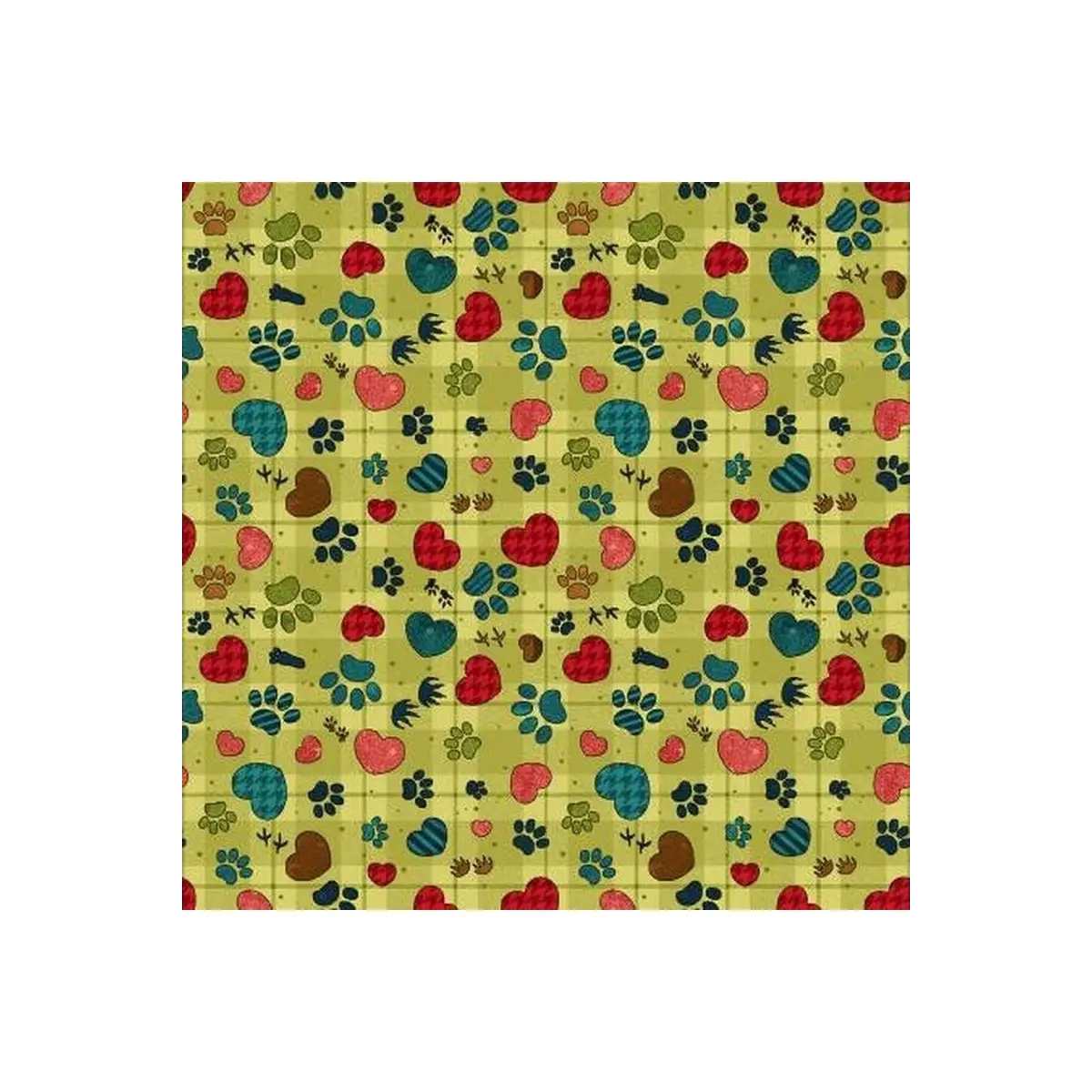 Green Pawprints and Hearts