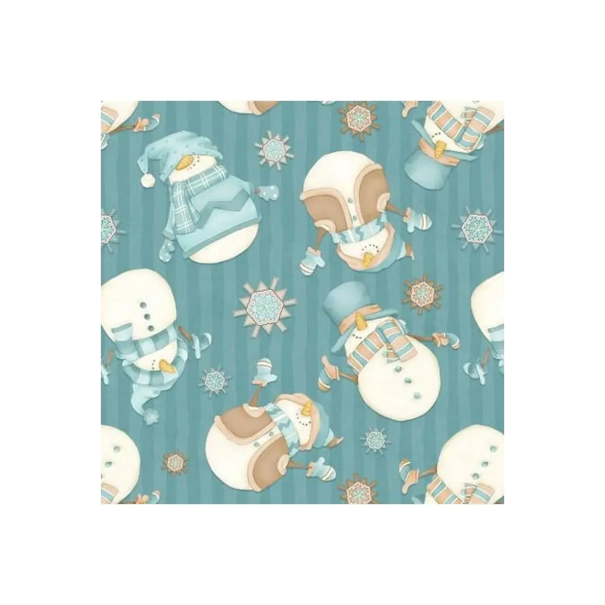 I Love Sn'Gnomies Dark Aqua Tossed Snowmen Flannel