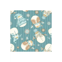 I Love Sn'Gnomies Dark Aqua Tossed Snowmen Flannel