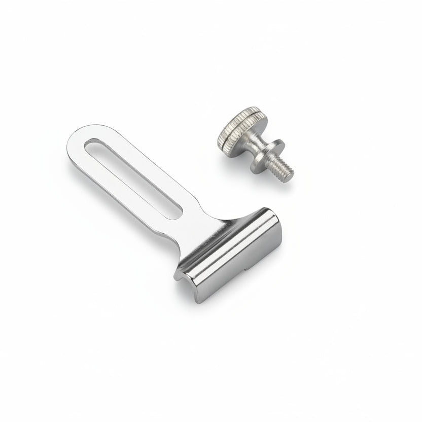 Metallic tool with a handle and adjustable component on a white background