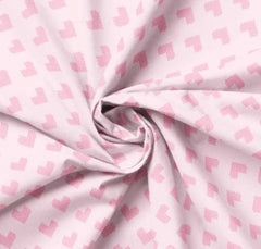 Daisy&Lilly-Cross-Stitched Hearts,Light Pink (Sold By 1/2 Meter)