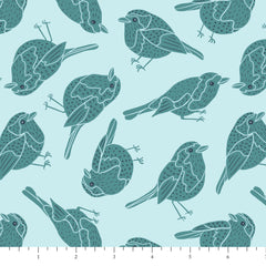 Phoebe Fabrics-Bird&Bloom Collection, Robin Toss (Sold By 1/2 Meter)