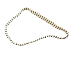 Metallic chain necklace on a white background