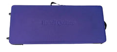 A purple rectangular carrying case with the brand name 'Handi Quilter' embossed in the center, shown against a light pink background.