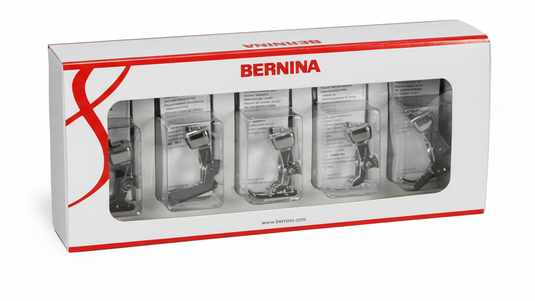 BERNINA sewing machine clip set packaging on a white background