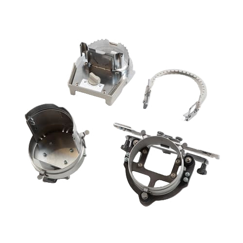 Set of mechanical components on a white background