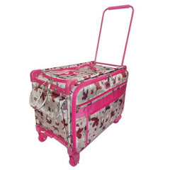 Tutto 2XL Sewing Machine Trolley Rose Gray with Pink Daisies Pink Frame