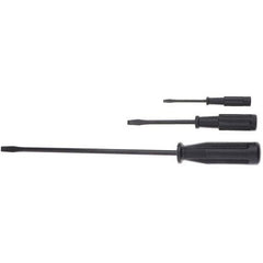 Set of black screwdrivers on a white background