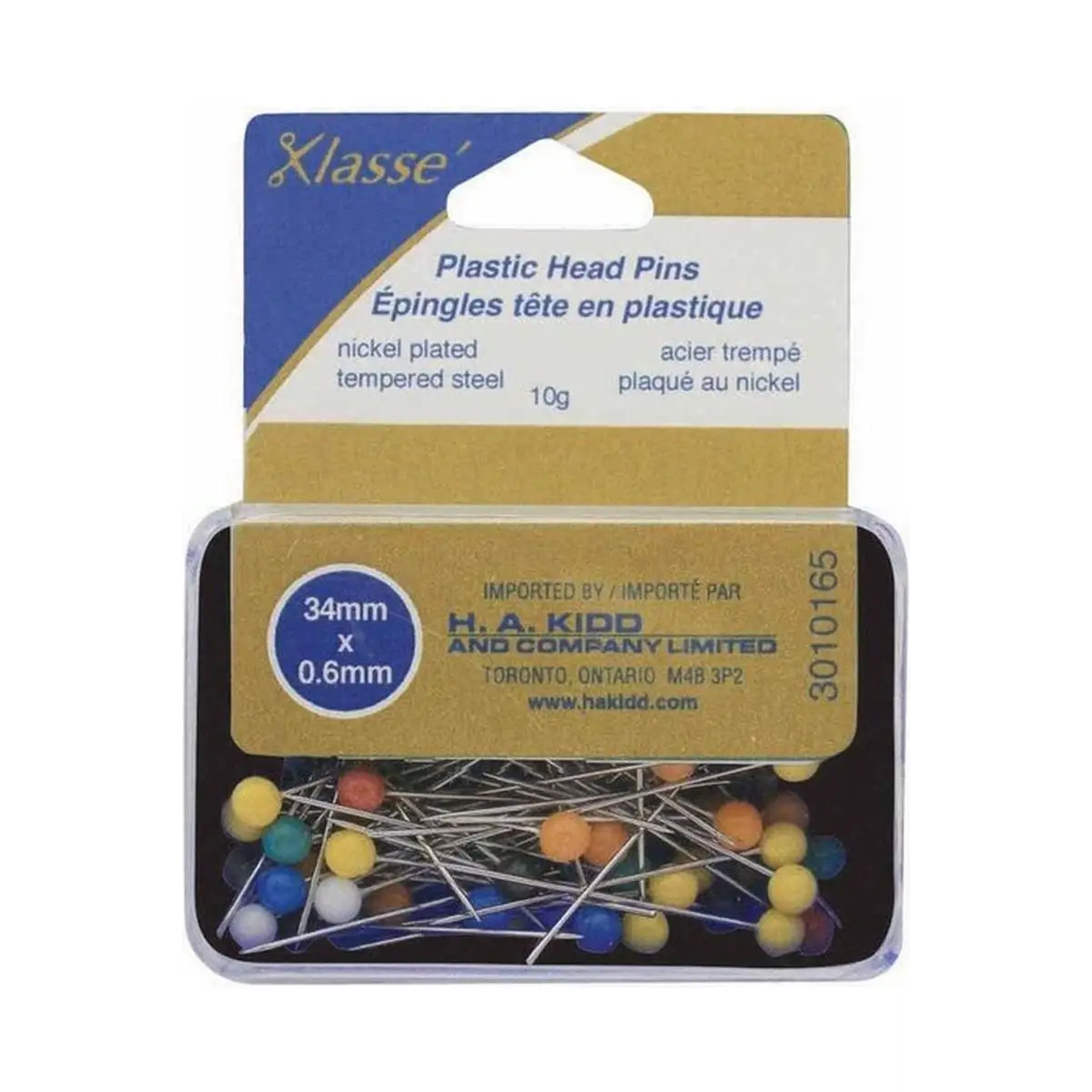 KLASSE´ Plastic Head Pins Assorted Color 90pcs - 34mm 13?8?