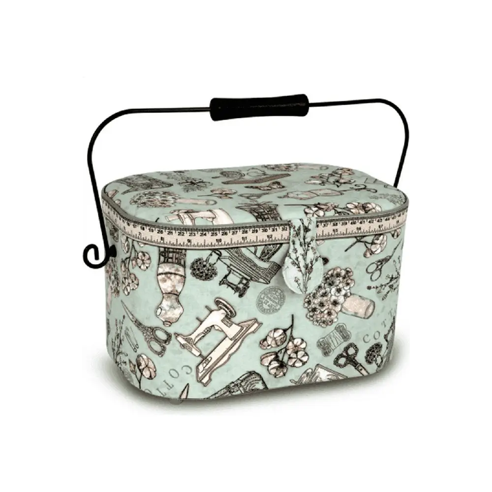 Medium "Sewing Print" Sewing Basket 12"x 8"x 7"