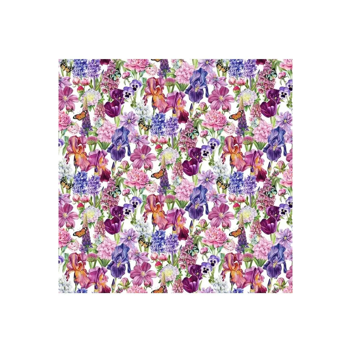 Fabric, Northcott - Deborah's Garden, LG Packed Floral White - DP25590-10