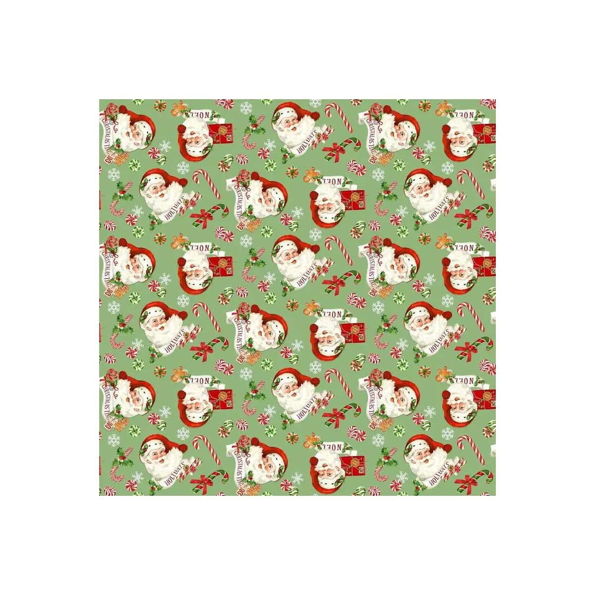 Fabric, Northcott, Peppermint Candy Santa Claus - DP24624