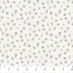Northcott Fabrics Woodland Adventures Collection - Paw Prints - 25270 - Northcott - Light Gray - 100% Cotton Fabric