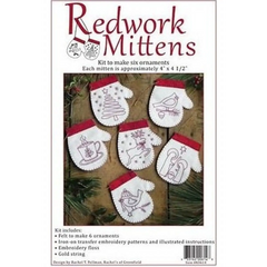 Redwork Mittens Ornament Kit