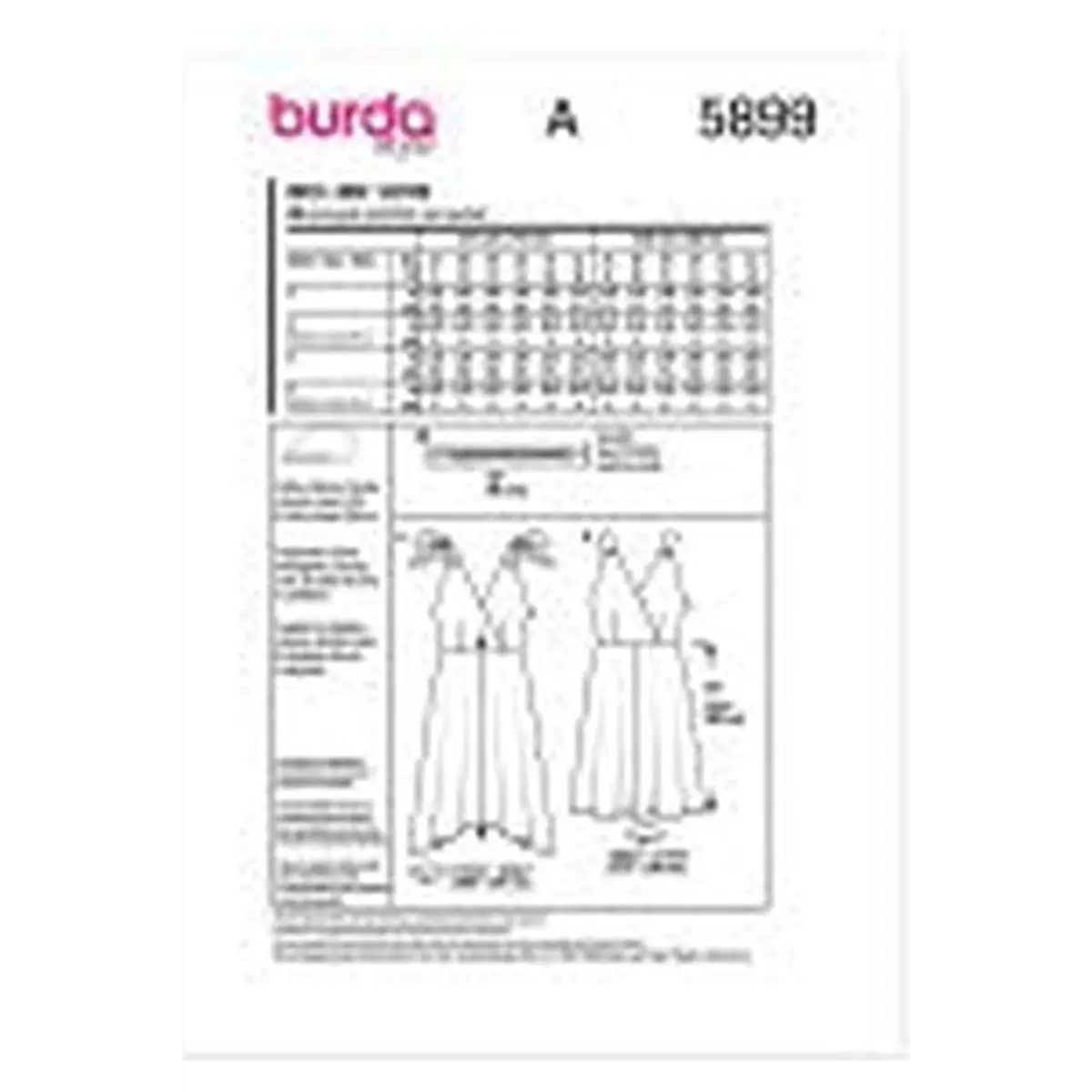 BURDA - 5899 V-neck Sleeveless Dress with Full Skirt