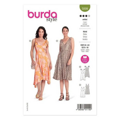 BURDA - 5899 V-neck Sleeveless Dress with Full Skirt
