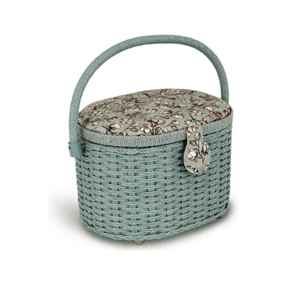 Small Oval Woven Sewing Basket 9 1/2" x 7 1/2" x 6 1/2"