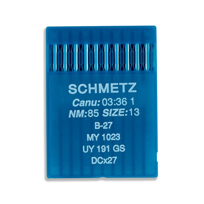 Aiguilles pour machines industrielles à pointe régulière Schmetz - B27, MY 1023, UY 191 GS, DCx27 - 10/paquet 
