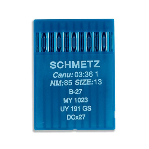 Aiguilles pour machines industrielles à pointe régulière Schmetz - B27, MY 1023, UY 191 GS, DCx27 - 10/paquet 