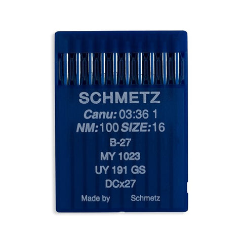 Aiguilles pour machines industrielles à pointe régulière Schmetz - B27, MY 1023, UY 191 GS, DCx27 - 10/paquet 