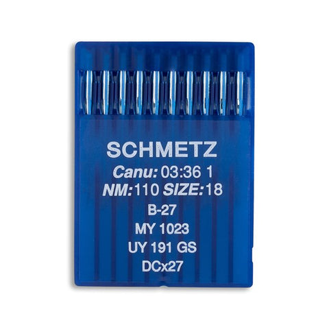Aiguilles pour machines industrielles à pointe régulière Schmetz - B27, MY 1023, UY 191 GS, DCx27 - 10/paquet 