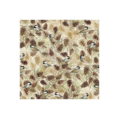 Cream Birds & Pinecones with Metallic 100% Ctton