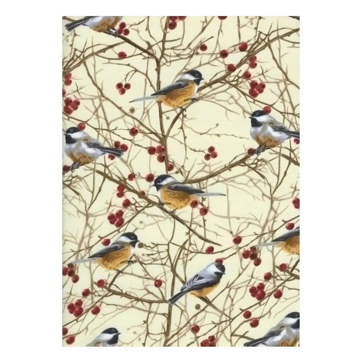 Fabric, Happy Camper Chickadees Cream - Timeless Treasures