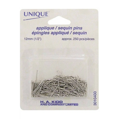 UNIQUE 1/2" Sequin Pins Silver 250pcs - 12mm