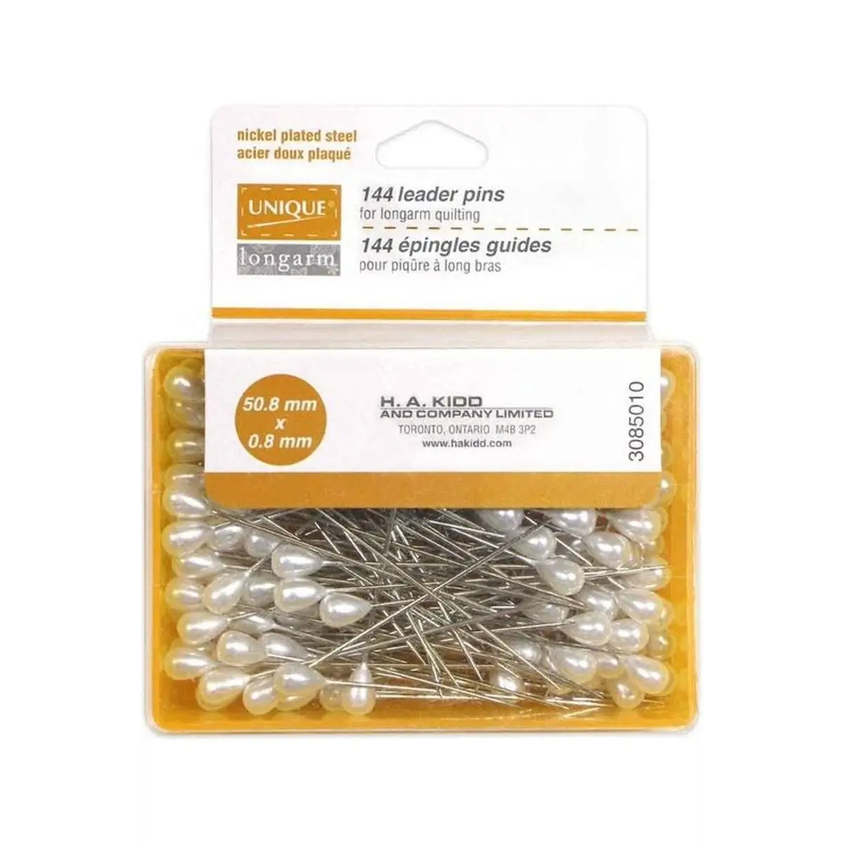 UNIQUE LONGARM Quilting Pins - Pear Shaped Head - 144 pcs