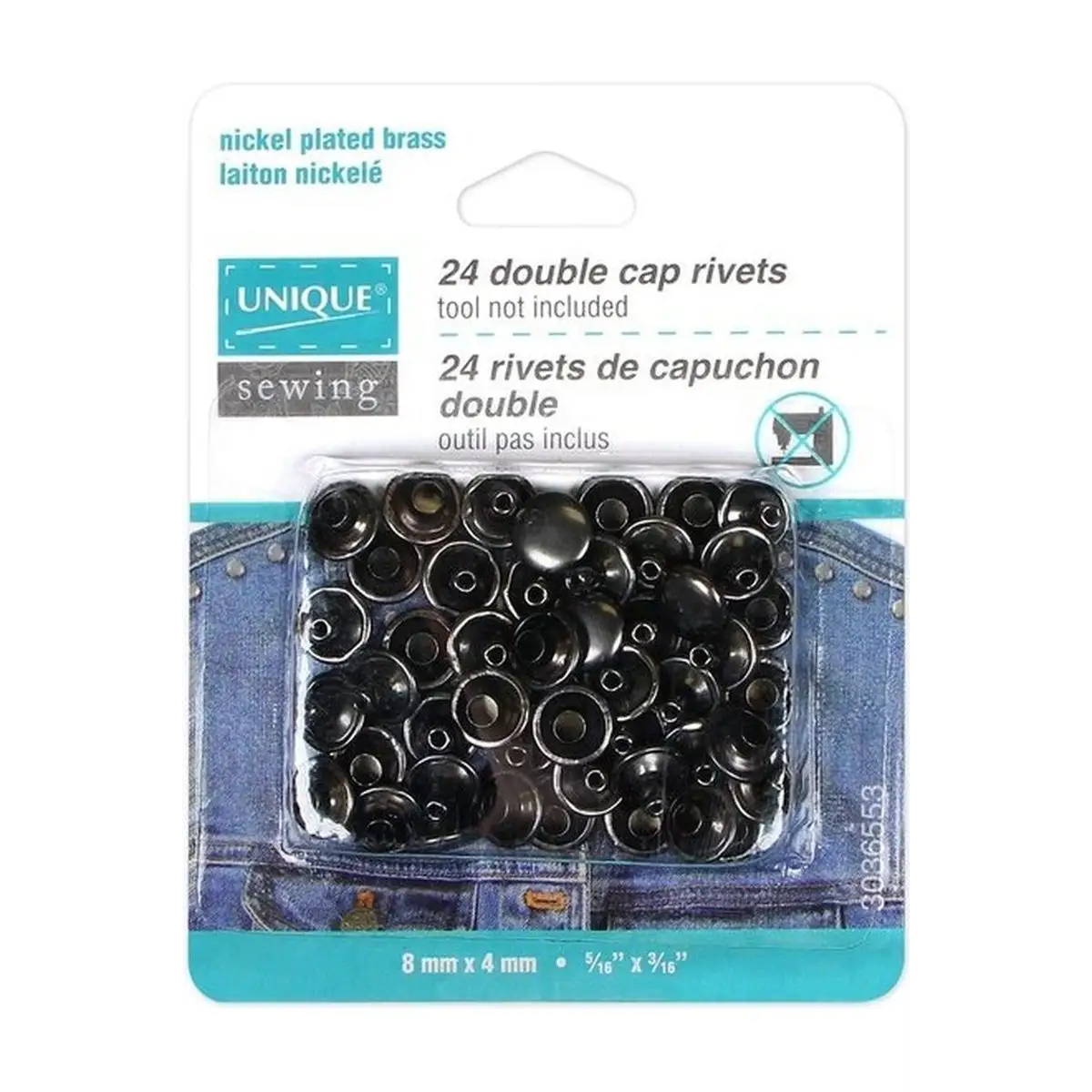 UNIQUE SEWING Double Cap Rivets - 8mm x 4mm 5/16" x 3/16" - 24 pcs