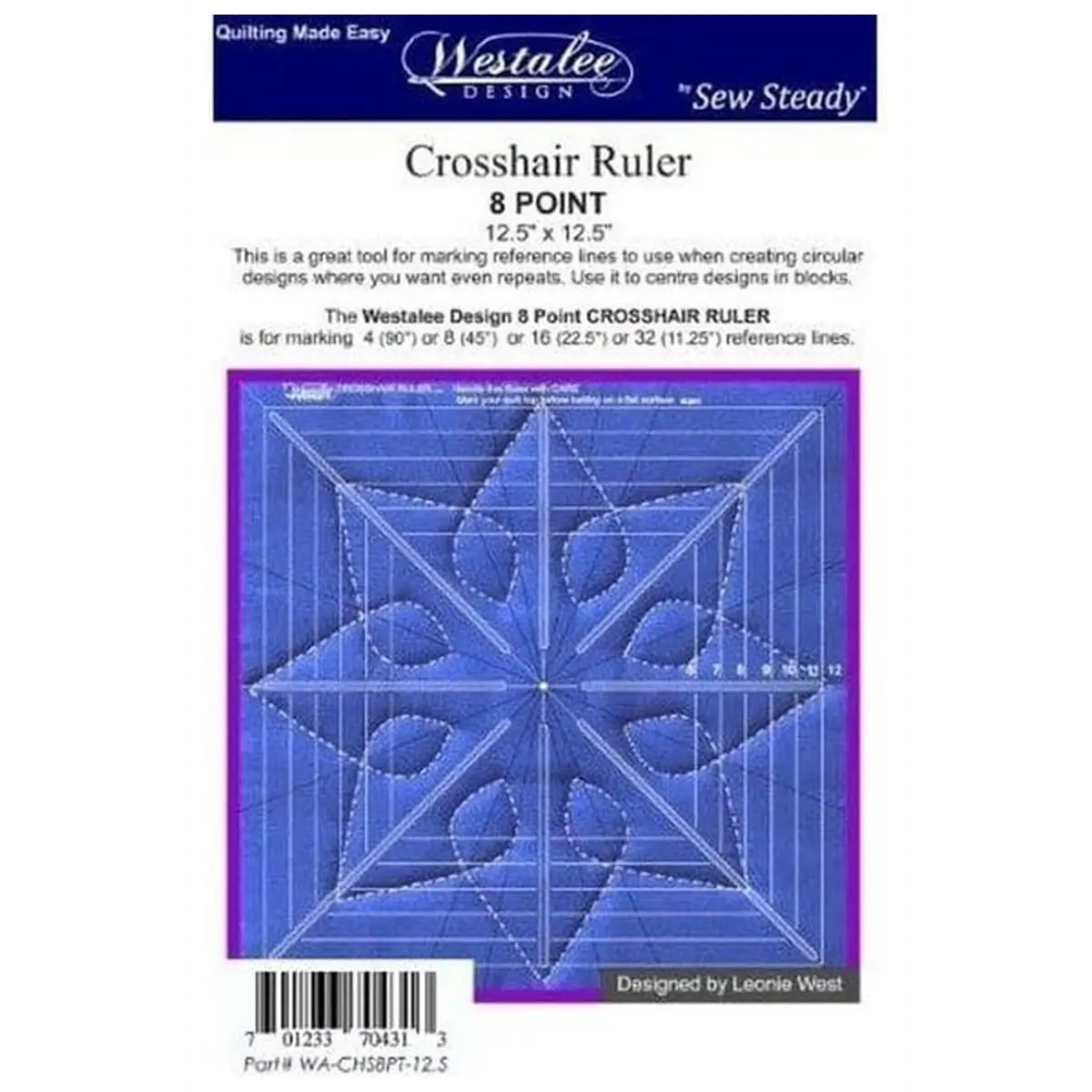 Westalee 8 Point Crosshair Square Deluxe 12.5" With Block Lines #WA-CHS8PT-12.5