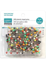 UNIQUE SEWING Plastic Head Pins - Assorted Colours - 350 pcs - 34mm 1 15/16?